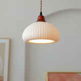 Japanese Ceramic Pleated LED Pendant Light | 1-Light