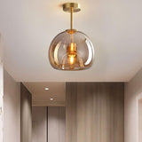 Nordic Glass Globe Semi-Flush Ceiling Light | 1-Light