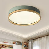 Nordic Wood Round LED Flush Ceiling Light | 1-Light