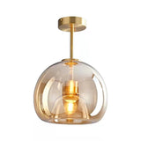 Nordic Glass Globe Semi-Flush Ceiling Light | 1-Light