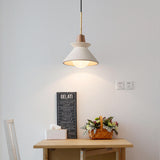 Nordic Cement and Wood Tapered Pendant Light | 1-Light