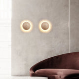 Japanese Minimalist Travertine Round LED Wall Light | 1-Light