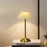 Scandinavian Brass Pleated Fabric Cone Table Light | 1-Light