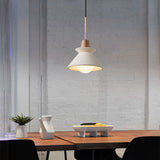 Nordic Cement and Wood Tapered Pendant Light | 1-Light
