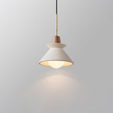 Nordic Cement and Wood Tapered Pendant Light | 1-Light
