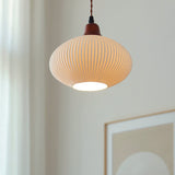 Japanese Ceramic Pleated LED Pendant Light | 1-Light
