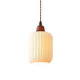 Japanese Ceramic Pleated LED Pendant Light | 1-Light