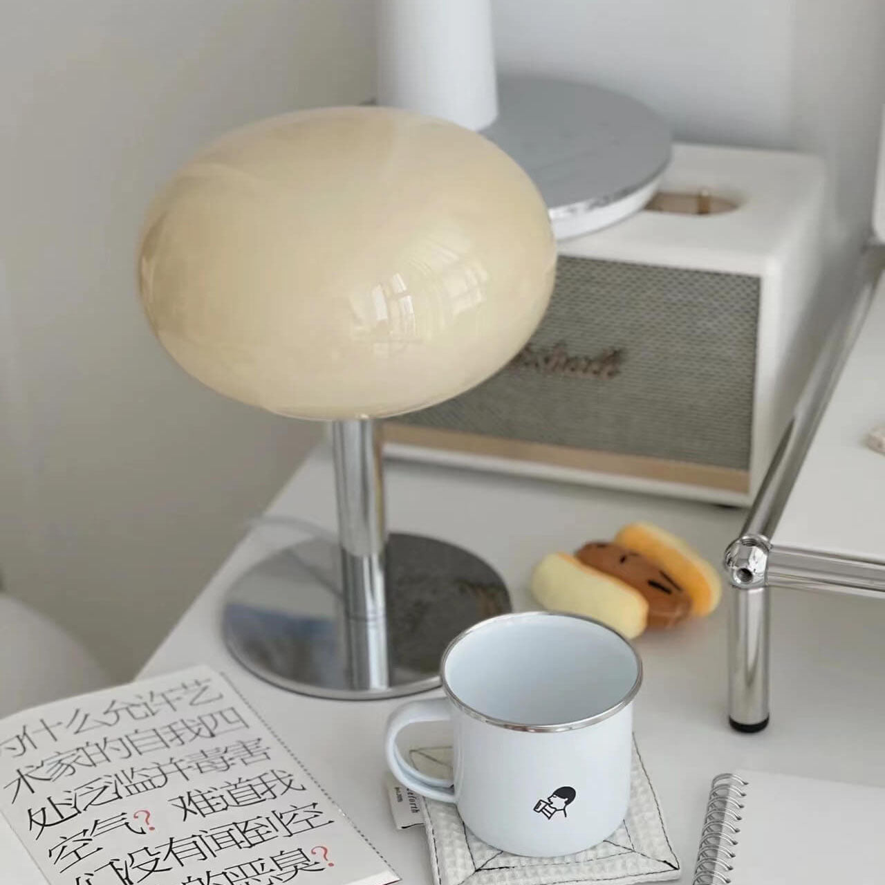 Nordic Vintage Round Glass Table Lamp 1-Light Lasson Living