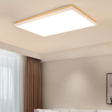 Nordic Wooden Square LED Flush Ceiling Light | 1-Light
