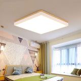 Nordic Wooden Square LED Flush Ceiling Light | 1-Light