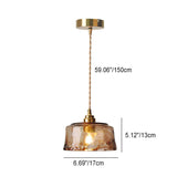 Vintage Amber Round Glass Brass Pendant Light 1-Light