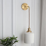 Japanese Brass Pleated Glass Wall Light | 1-Light