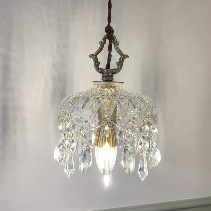 Vintage Copper Crystal Floral Pendant Light | 1-Light Lasson Living