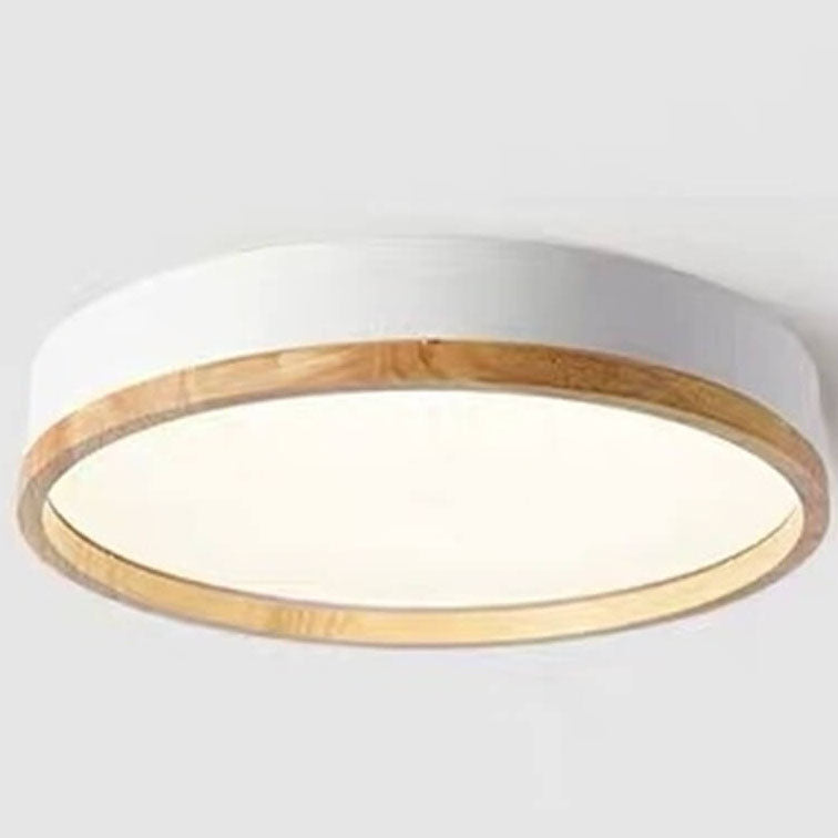 Nordic Wood Round LED Flush Ceiling Light | 1-Light