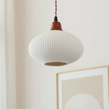 Japanese Ceramic Pleated LED Pendant Light | 1-Light