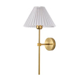 Vintage Brass Pleated Fabric Wall Light | 1-Light