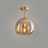 Nordic Glass Globe Semi-Flush Ceiling Light | 1-Light