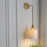 Japanese Brass Pleated Glass Wall Light | 1-Light