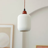 Japanese Ceramic Pleated LED Pendant Light | 1-Light