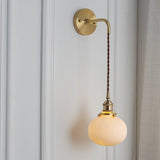 Japanese Brass Pleated Glass Wall Light | 1-Light