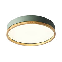 Nordic Wood Round LED Flush Ceiling Light | 1-Light