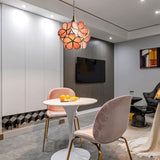 Vintage Brass Floral Glass Globe Pendant Light 1-Light