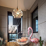 Vintage Brass Floral Glass Globe Pendant Light 1-Light