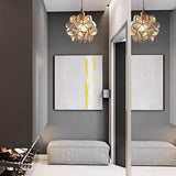 Vintage Brass Floral Glass Globe Pendant Light 1-Light