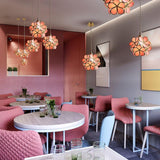 Vintage Brass Floral Glass Globe Pendant Light 1-Light