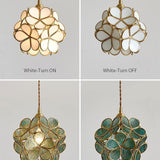 Vintage Brass Floral Glass Globe Pendant Light 1-Light