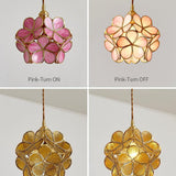 Vintage Brass Floral Glass Globe Pendant Light 1-Light