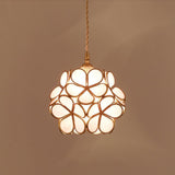 Vintage Brass Floral Glass Globe Pendant Light 1-Light