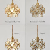 Vintage Brass Floral Glass Globe Pendant Light 1-Light
