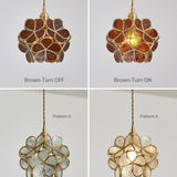 Vintage Brass Floral Glass Globe Pendant Light 1-Light