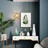 Vintage Brass Floral Glass Globe Pendant Light 1-Light