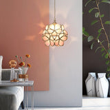 Vintage Brass Floral Glass Globe Pendant Light 1-Light