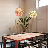 Vintage Brass Floral Glass Globe Pendant Light 1-Light