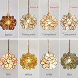 Vintage Brass Floral Glass Globe Pendant Light 1-Light