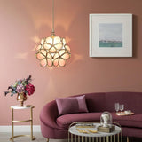 Vintage Brass Floral Glass Globe Pendant Light 1-Light