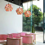 Vintage Brass Floral Glass Globe Pendant Light 1-Light