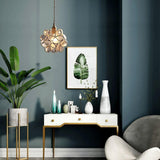 Vintage Brass Floral Glass Globe Pendant Light 1-Light