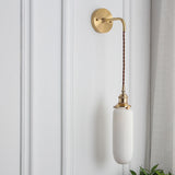 Japanese Brass Pleated Glass Wall Light | 1-Light