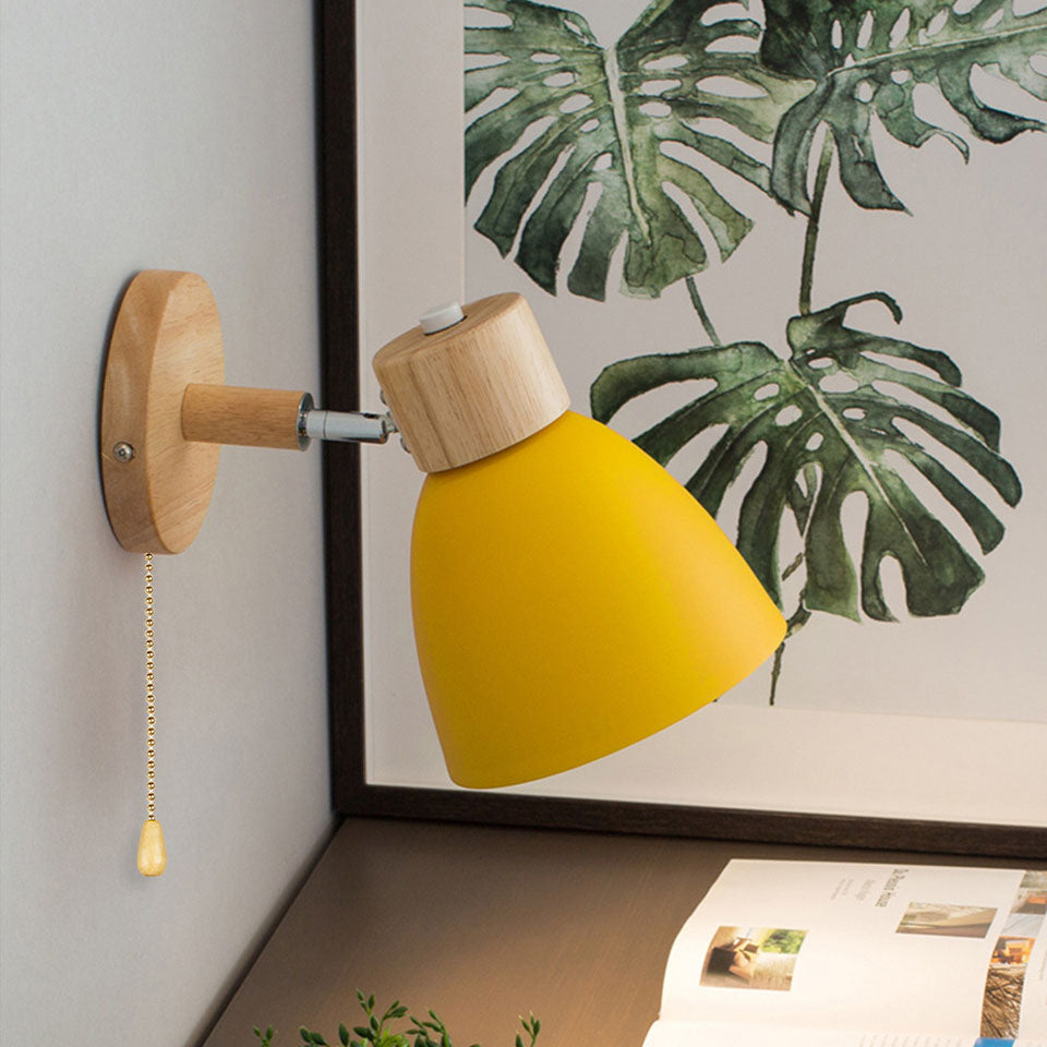 Modern Minimalist Wooden Cone LED Wall Sconce | 1-Light
