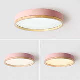 Nordic Wood Round LED Flush Ceiling Light | 1-Light