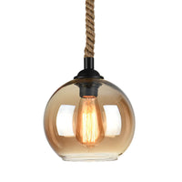 Retro Hemp Rope Glass Globe Pendant Light 1-light Lasson Living