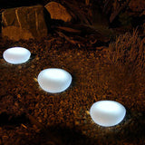 Modern Frosted Glass Pebble Solar LED Outdoor Light | 1-Light