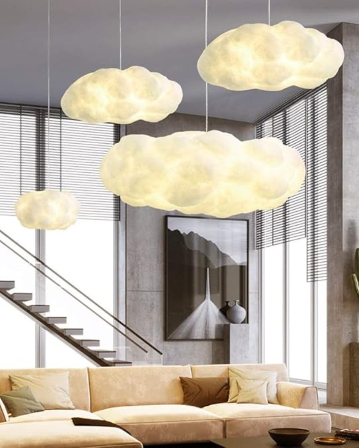 Modern Fibre Cloud Pendant Light 1-Light Lasson Living