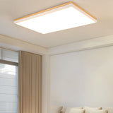 Nordic Wooden Square LED Flush Ceiling Light | 1-Light