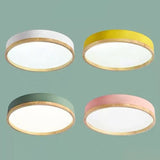 Nordic Wood Round LED Flush Ceiling Light | 1-Light