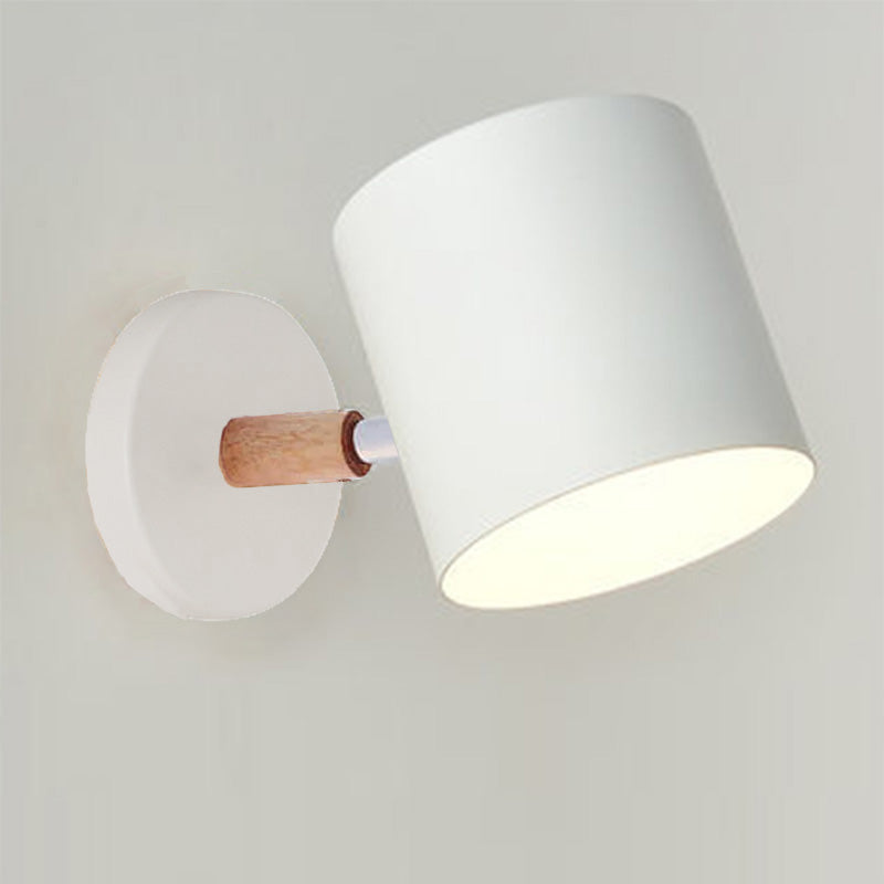 Nordic Wooden Cylinder Rotatable LED Wall Sconce | 1-Light